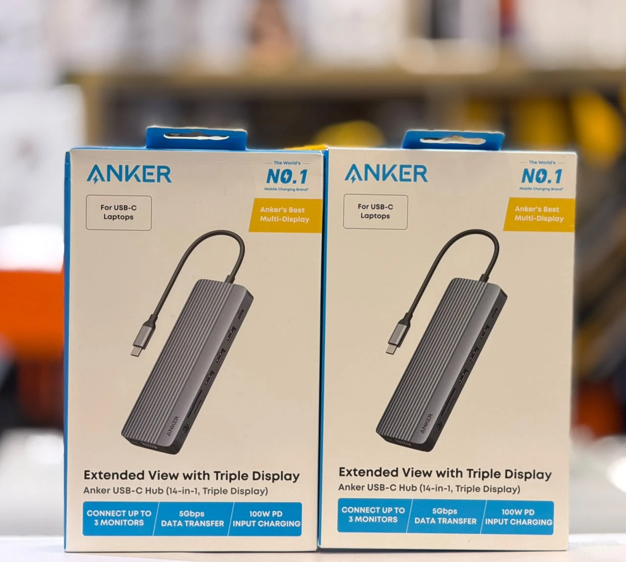 Sealed Anker 14-in-1 Triple Display USB-C Hub retail boxes in EMOS IT SERVICES stock