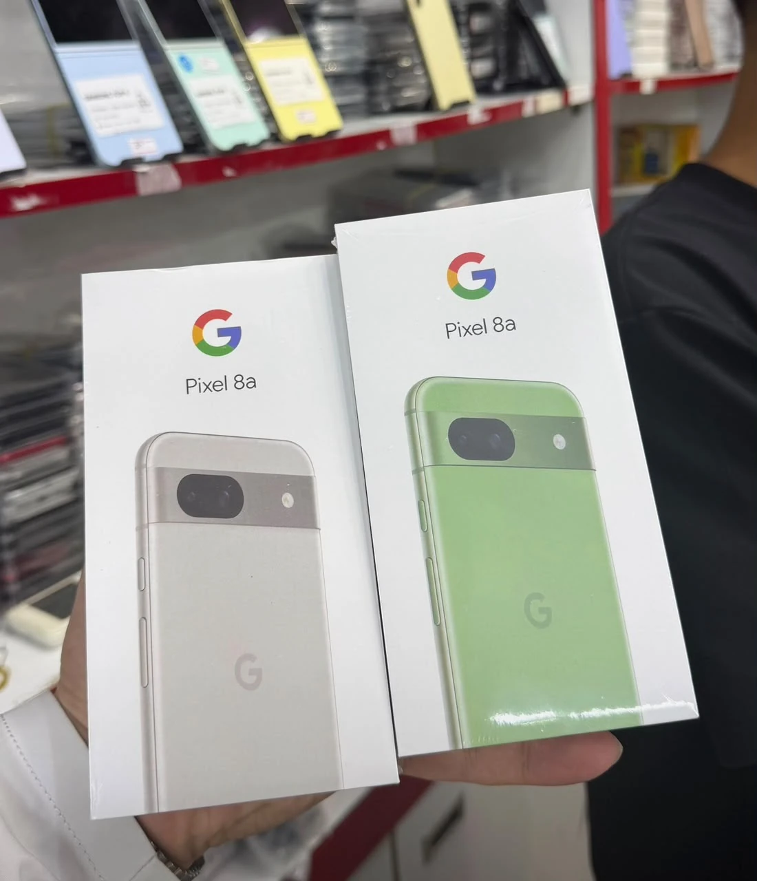 Sealed Google Pixel 8a 128GB retail boxes in EMOS IT SERVICES stock