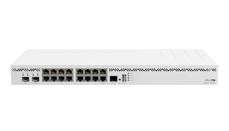 MikroTik CCR2004-16G-2S+ networking device photograph