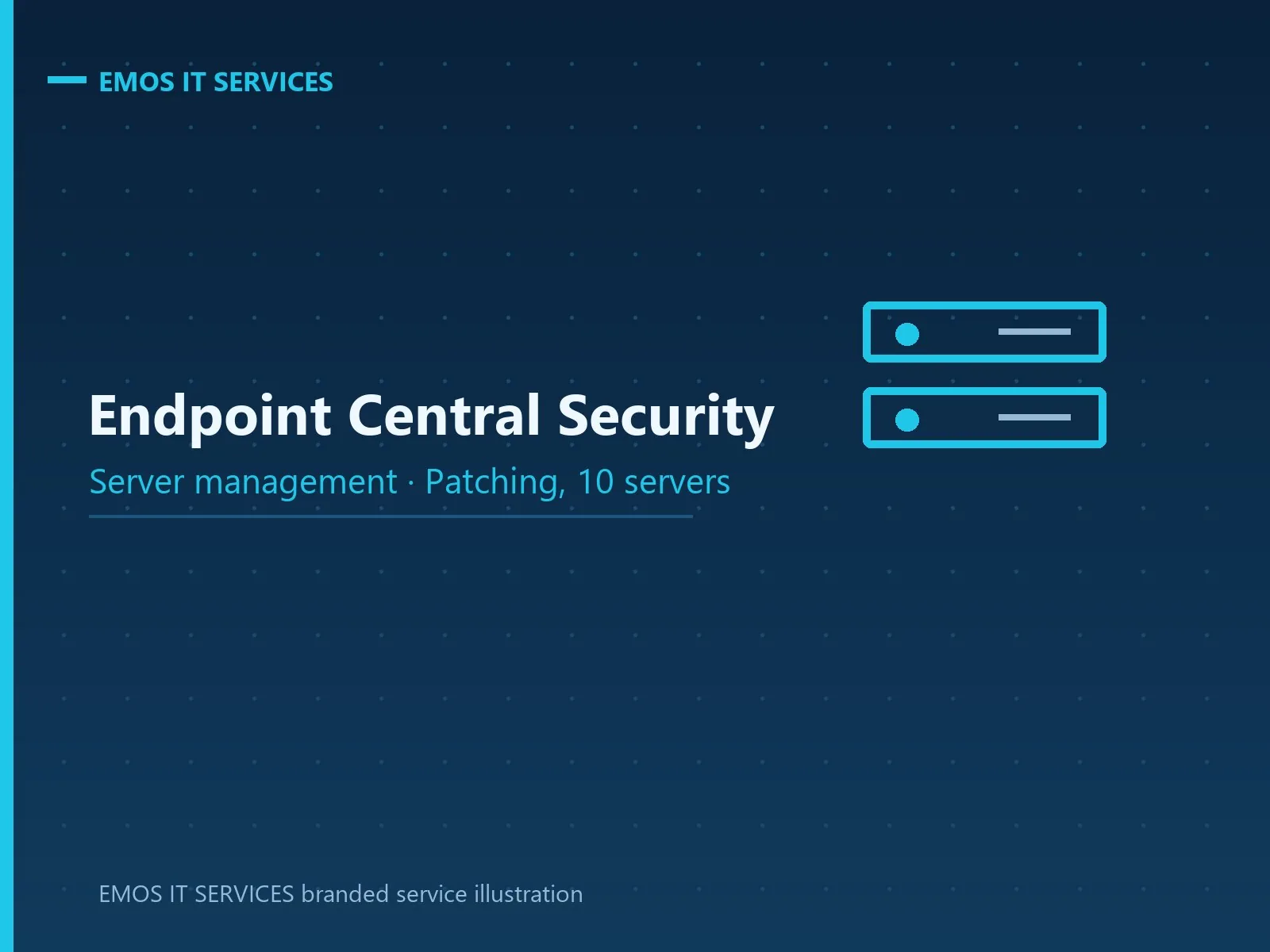 EMOS IT SERVICES branded service illustration for server patch management, 10 servers